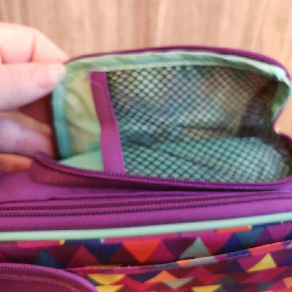 VGC Thermos Soft Cooler Purple Geo. Multicolor Insulated Warm/Cold Lunch Bag/Box